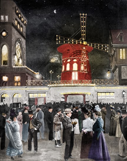 'Montmartre S'Amuse La Sortie Du Moulin Rouge',1900. Artist: Unknown.