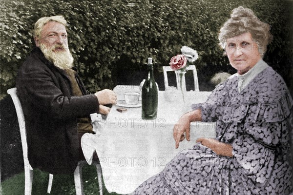 'Auguste Rodin - Rodin and his Wife in their Garden at Meudon', c1925. Artist: Unknown.