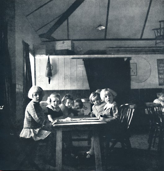 'Lessons for London children in the village hall', 1941. Artist: Cecil Beaton.