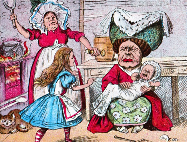 'Alice, the Duchess, and the Baby', c1910. Artist: John Tenniel.