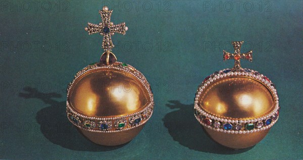 'The Sovereign's Orb and Queen Mary II's Orb', 1953. Artist: Unknown.