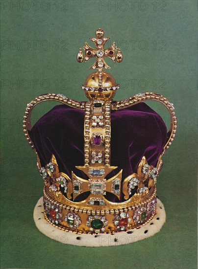 'St. Edward's Crown with which the Sovereign is crowned', 1953. Artist: Unknown.