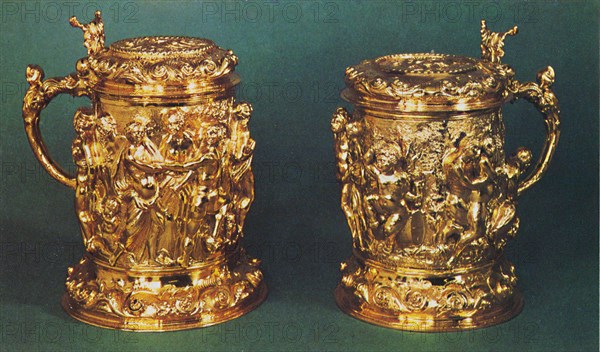 'Silver-gilt tankards, c.1661', 1953. Artist: Unknown.