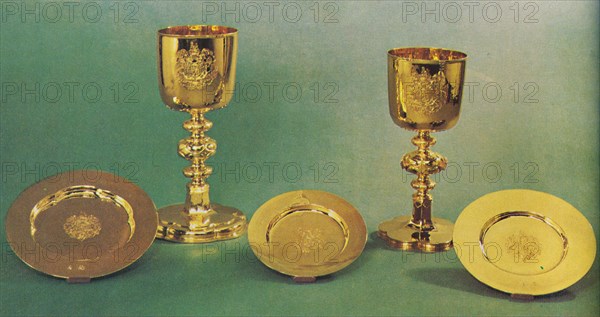 'Chalices and patens', 1953. Artist: Unknown.