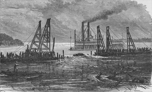'Removing Snags by Dredging', 1883. Artist: Unknown.