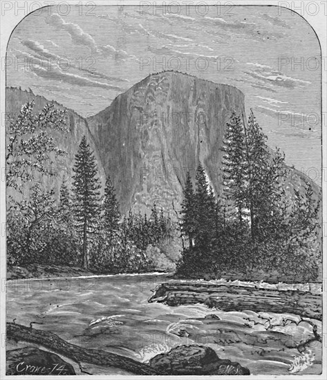 'El Capitan from Merced River', 1874, (1883). Artist: C Crane.