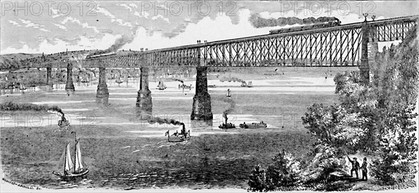 'Proposed Bridge across the Hudson at Poughkeepsie', 1883. Artist: Unknown.