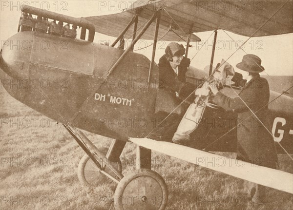 'By Air to the Golf Links in a Little 27-60 HP 'Moth' Light 'Plane', 1927. Artist: Unknown.