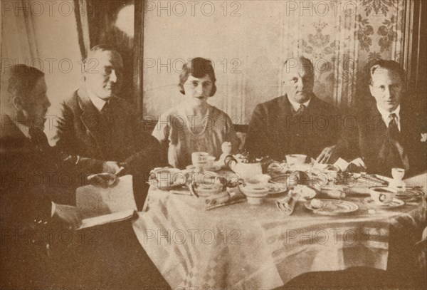 'A Meal Aboard the 'Graf Zeppelin' While Flying over the Atlantic', 1927. Artist: Unknown.