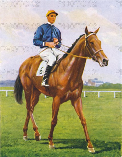 Prometheus, Jockey: W. Rickaby', 1939. Artist: Unknown.