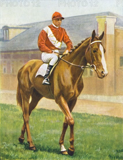 Snake Lightning. Jockey: T. Hawcroft', 1939. Artist: Unknown.