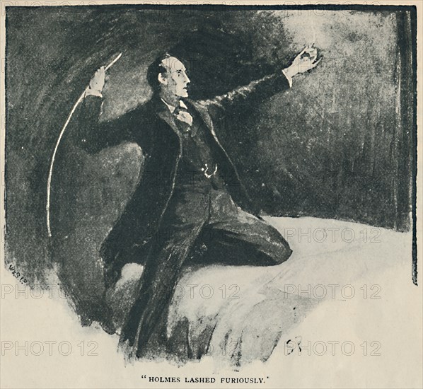'Holmes Lashed Furiously', 1892. Artist: Sidney E Paget.