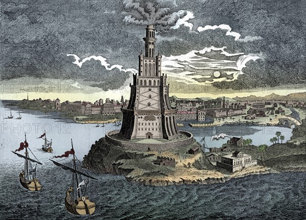 The Pharos of Alexandria, 18th century. Artist: Unknown.