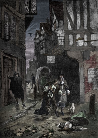 The Great Plague: scenes in the streets of London, 1665-1666 (1905). Artist: Unknown.