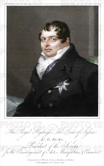 'His Royal Highness the Duke of Sussex', 19th century. Artist: C Warren.