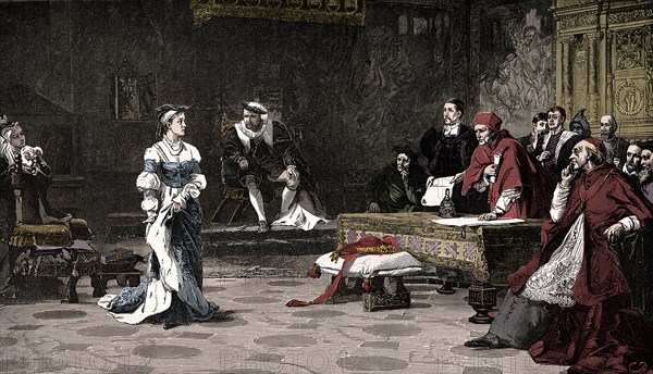 The trial of Queen Catherine, 1529 (1905).  Artist: Unknown.