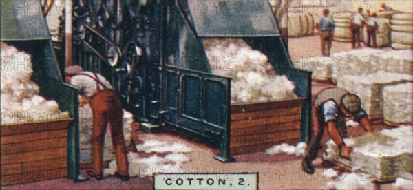 'Cotton, 2. - Breaking up Bales in Mixing Room, England', 1928. Artist: Unknown.