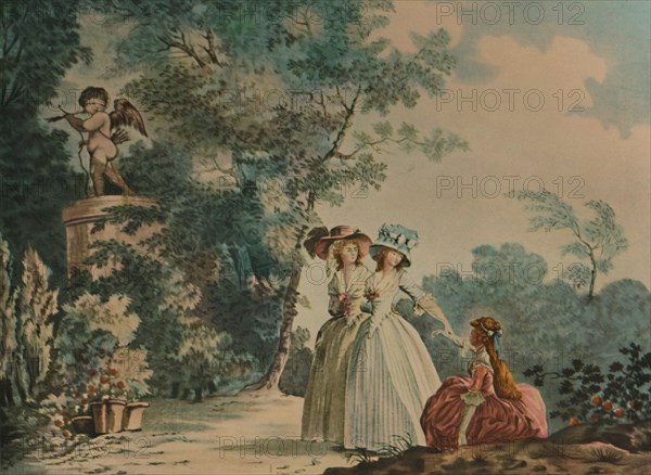 'Les Trois Soeurs Au Parc De Saint-Cloud', (Three Sisters in Parc Saint-Cloud), c1790, (1913). Artist: Jean-Baptiste Chapuy.