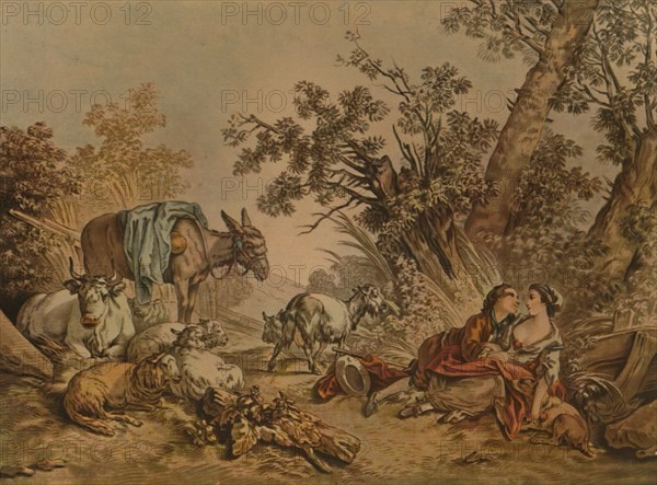 'La Grande Pastorale, No. 602', (Pastoral Scene), c1740-1770, (1913). Artist: Gilles Demarteau.