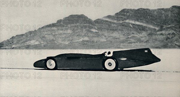 'Over 300 miles an hour on the Salt Flats, Bonneville, Utah', 1937. Artist: Unknown.