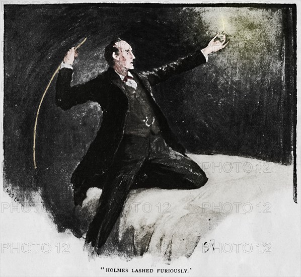 'Holmes Lashed Furiously', 1892. Artist: Sidney E Paget.