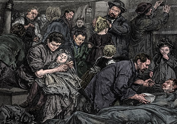 Steerage passengers on an Atlantic steamer bound for America, c1850. Artist: Unknown.