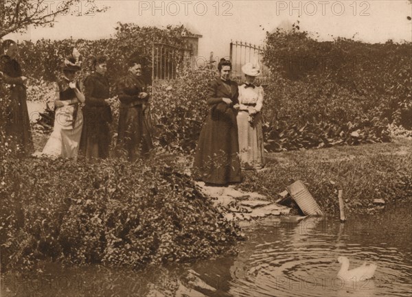 'A group of women by a duck pond', 1937. Artist: Louis Guichard.