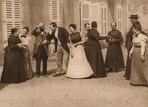 'Outdoor gathering of people talking', 1937.  Artist: Louis Guichard.