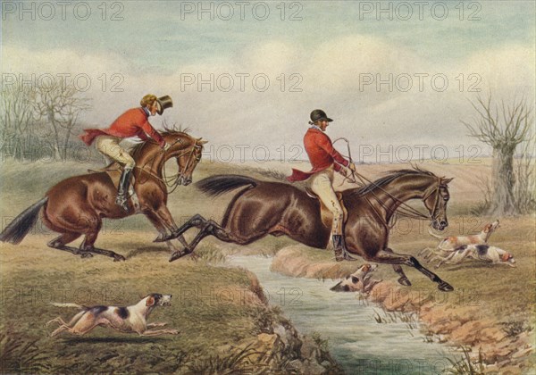 'Over the Stream', c1800, (1922). Artist: Henry Thomas Alken.