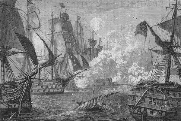 'Bombardment of Acre', c1880. Artist: Charles Olivier Murray.