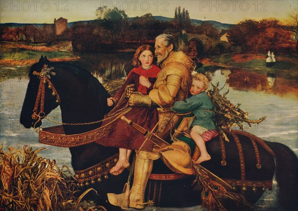 'Sir Isumbras at the Ford', 1857, (c1915). Artist: John Everett Millais.