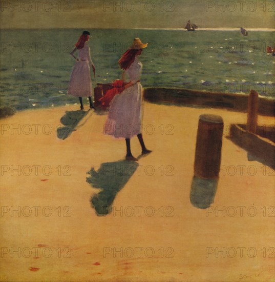 'On Walberswick Pier', c1887, (c1915). Artist: Philip Wilson Steer.