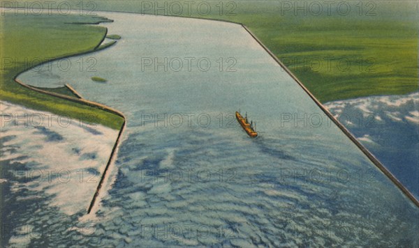 'Bocas de Ceniza, Entrance to the Marine Port, Barranquilla', c1940s. Artist: Unknown.