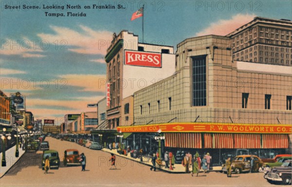 'Street Scene, Looking North on Franklin St., Tampa, Florida', c1940s. Artist: Unknown.