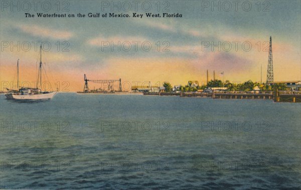'The Waterfront on the Gulf of Mexico, Key West, Florida', c1940s. Artist: Unknown.