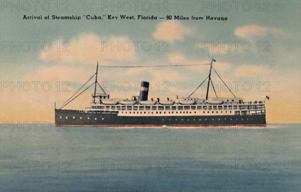 'Arrival of Steamship Cuba. Key West, Florida - 90 Miles from Havana', c1940s. Artist: Unknown.