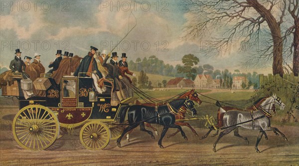 'Roadsters, New London Union Coach', c1840, (1929). Artist: Charles Hunt.