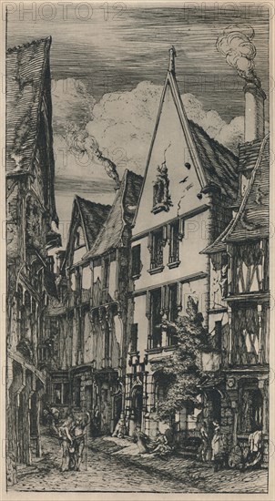 'Rue Des Toiles A Bourges (5th State, 8 1/2 x 4 3/4 Inches)', 1853, (1927). Artist: Charles Meryon.
