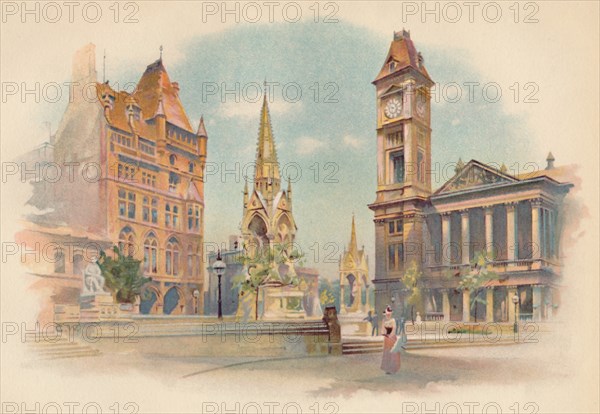 'Chamberlain Square, Birmingham. Showing the High School for Girls, c1890. Artist: Charles Wilkinson.