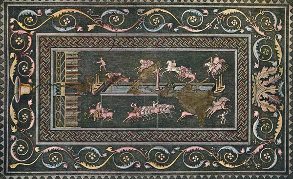 'A Roman Mosaic at Lyons, Representing the Circus Games', 1942. Artist: F. Artaud.
