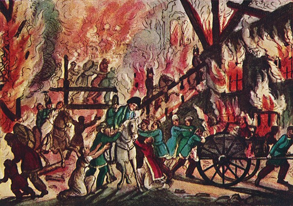 'The Burning of Moscow: 'A Grand Military and Equestrian Spectacle', 1942. Artist: Unknown.