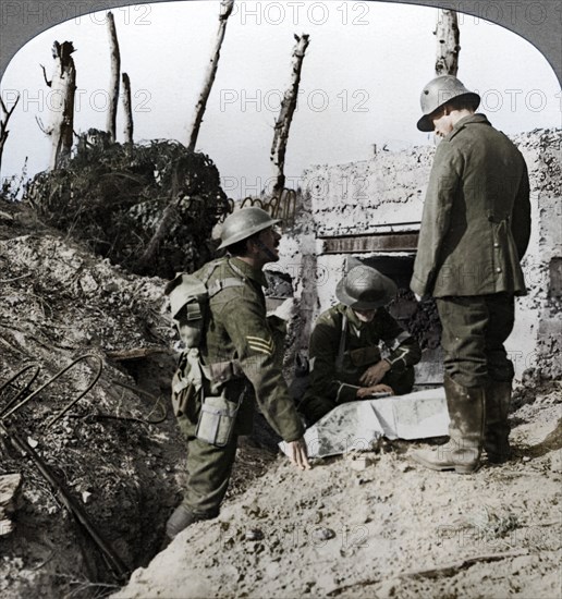 Captured German blockhouse, Poelecappelle, Belgium, World War I, 1914-1918. Artist: Realistic Travels Publishers.