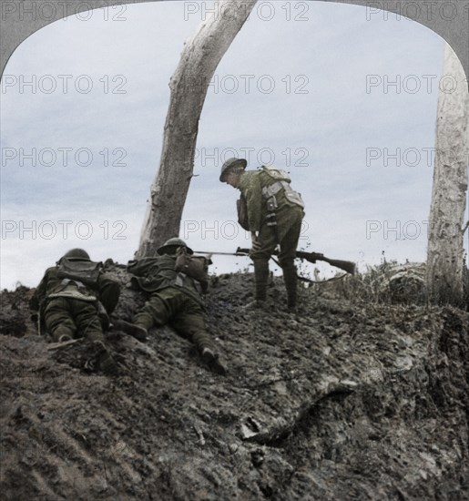 Battle of Polygon Wood, near Ypres, Flanders, Belgium, World War I, September 1917. Artist: Realistic Travels Publishers.