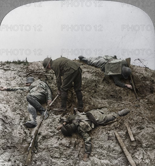British casualties, Ypres salient, Belgium, World War I, 1915. Artist: Realistic Travels Publishers.