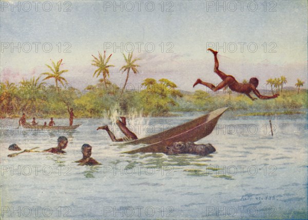 'A Hippopotamus Hunt in Central Africa', 1924. Artist: Unknown.