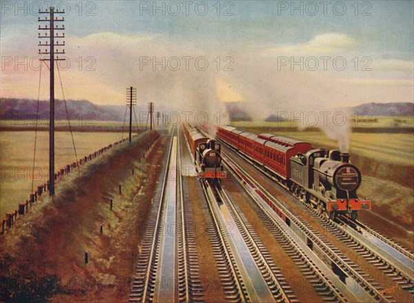 'Excursion Trains to Blackpool Taking Water from Kirkham Track-Troughs', 1926. Artist: Unknown.