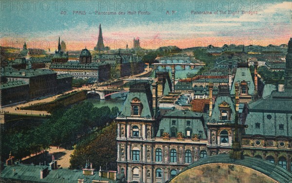 Panorama of the Eight Bridges, Paris, c1920. Artist: Unknown.