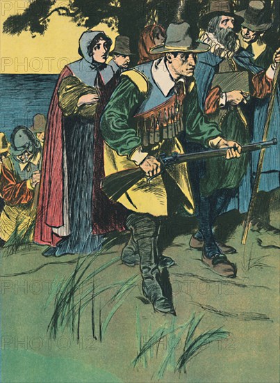 'The Pilgrim Fathers Entering The New World', c1907. Artist: Unknown.