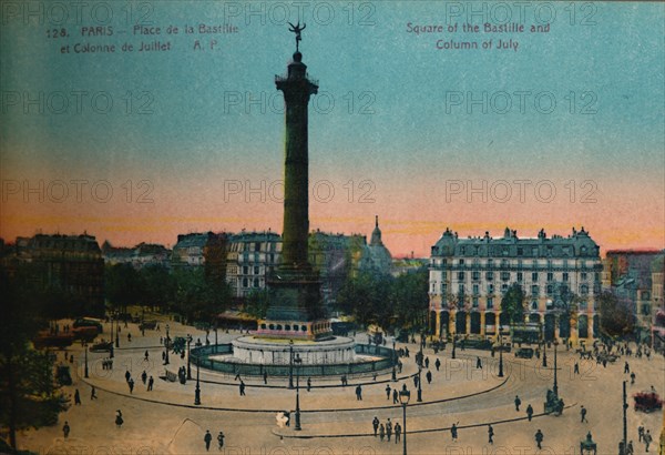 The Place de la Bastille and the July Column, Paris, c1920. Artist: Unknown.