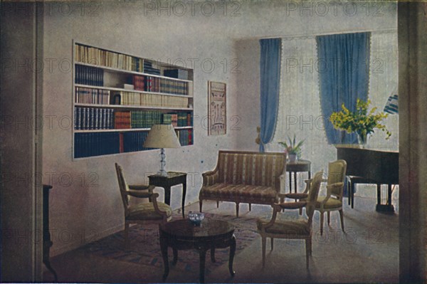 'Drawing-room designed by André Dumuys, which adjoins the living-room, from which it can be separate Artist: Unknown.